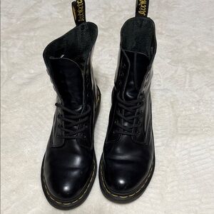 Dr. Martens Clemency Black Heeled Lace up Boots Smooth Leather Size 7